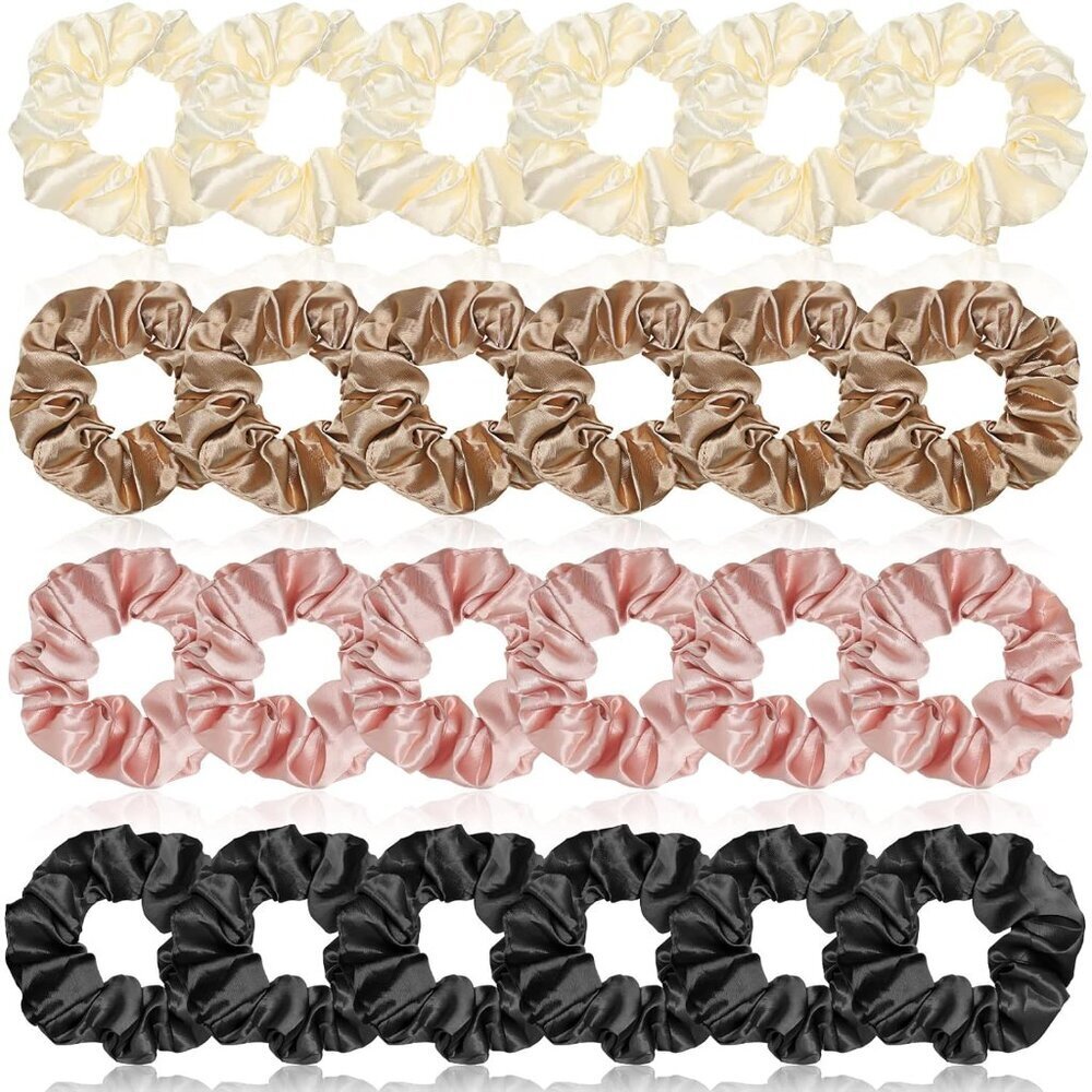 24 Pcs Silk Hair Scrunchies Hair Ties Bands Colorful Satin Silk Elastic Large Sa